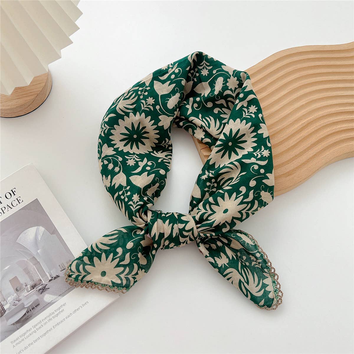 Picot Trim Bandana Scarf