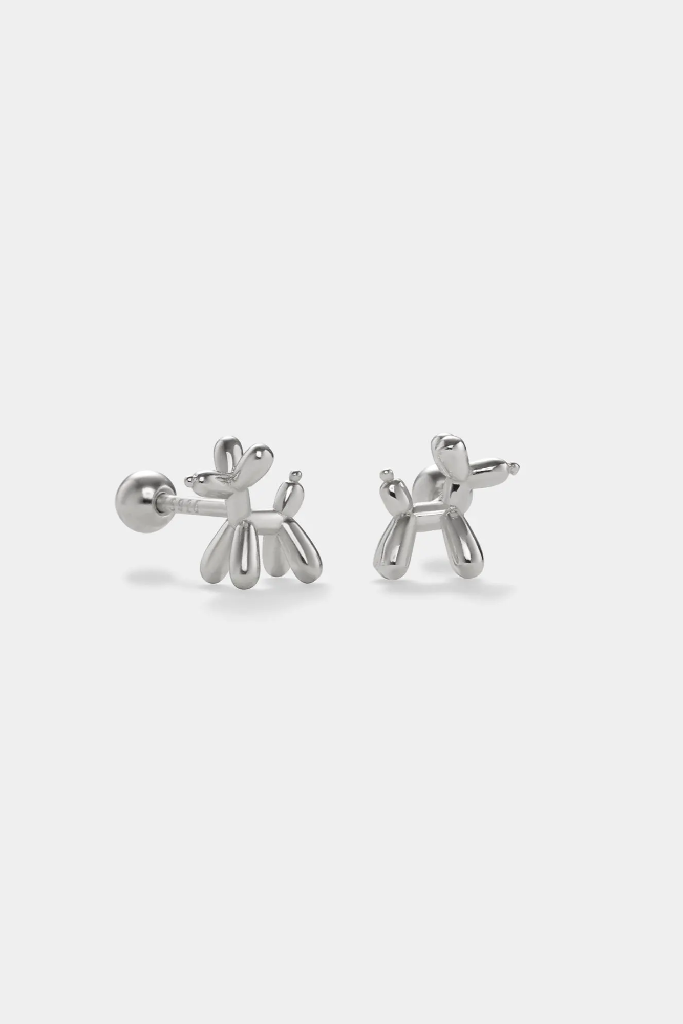 Balloon Dog Ball End Stud Earrings in Sterling Silver