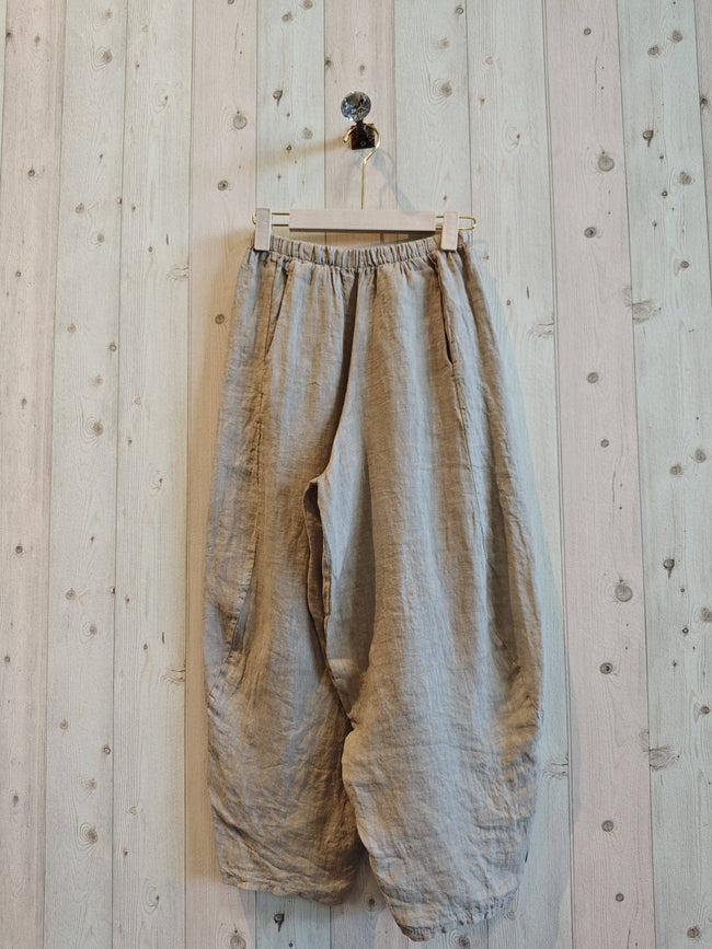 100% Linen Barrel Pants - One size