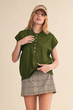 Cap Sleeve Polo Sweater