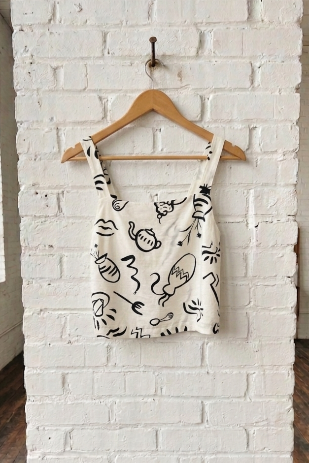 Doodle Print Sleeveless Top