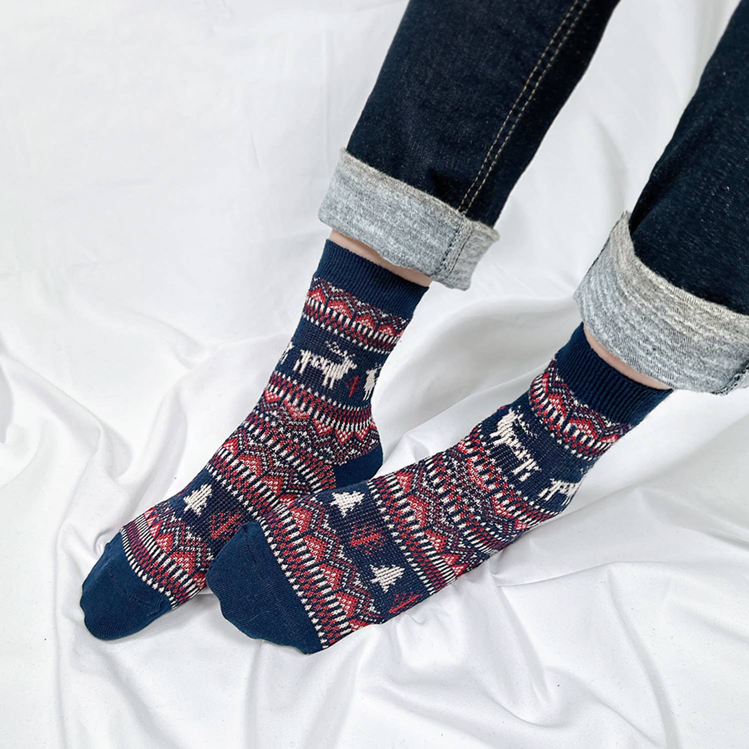 Nordic Deer Crew Christmas Socks