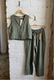 100% Linen Button Tank