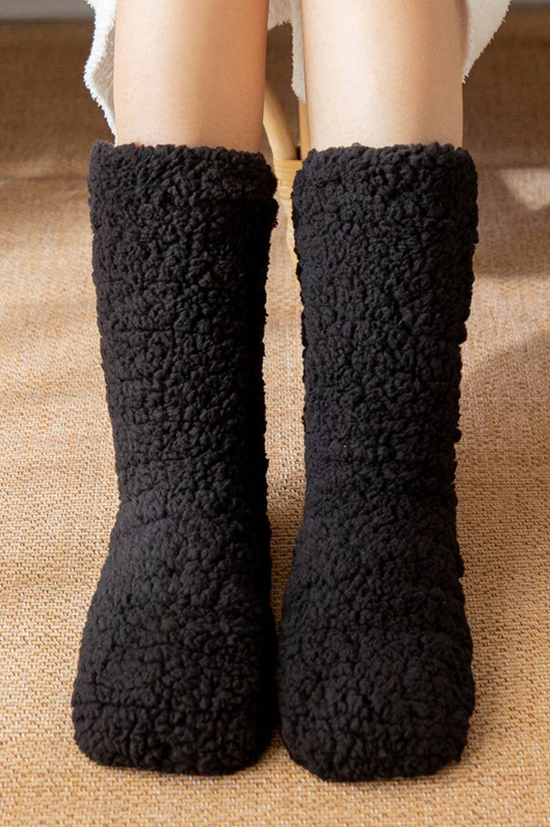 Solid Sherpa Slipper Socks