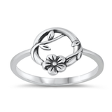 Round Flower Ring in Sterling Silver