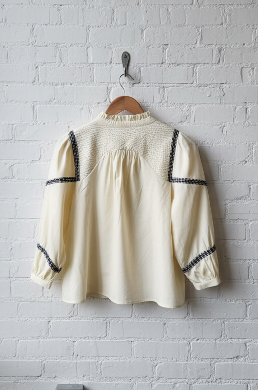 Embroidered Trim Cotton Blouse