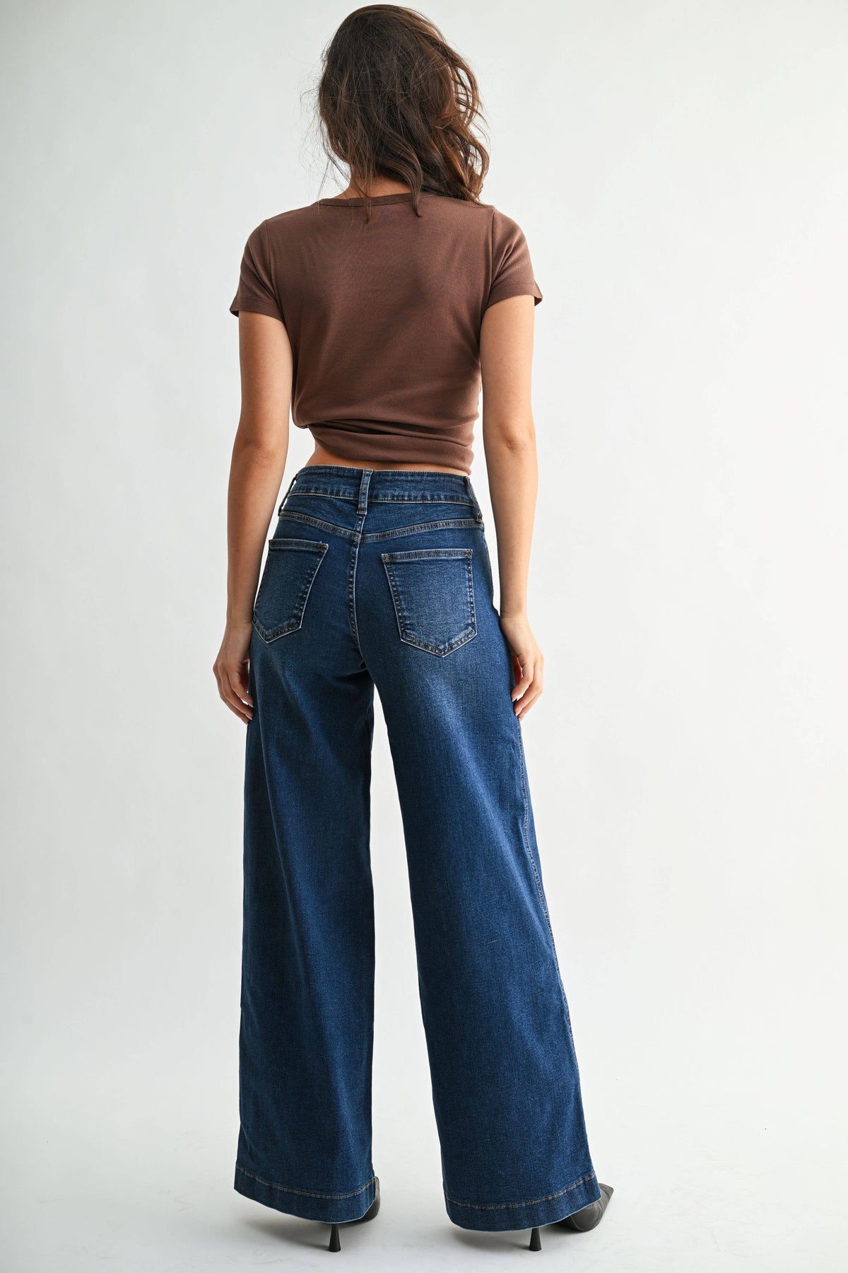 High Rise Full Length Wide Leg Jeans