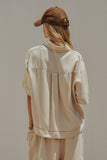 Boxy Washed Denim Utility Shirt