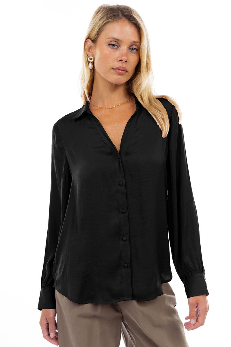Long Sleeve Flowy Collared Shirt