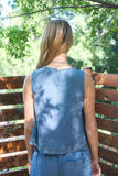 Seamed Sleeveless Denim Top