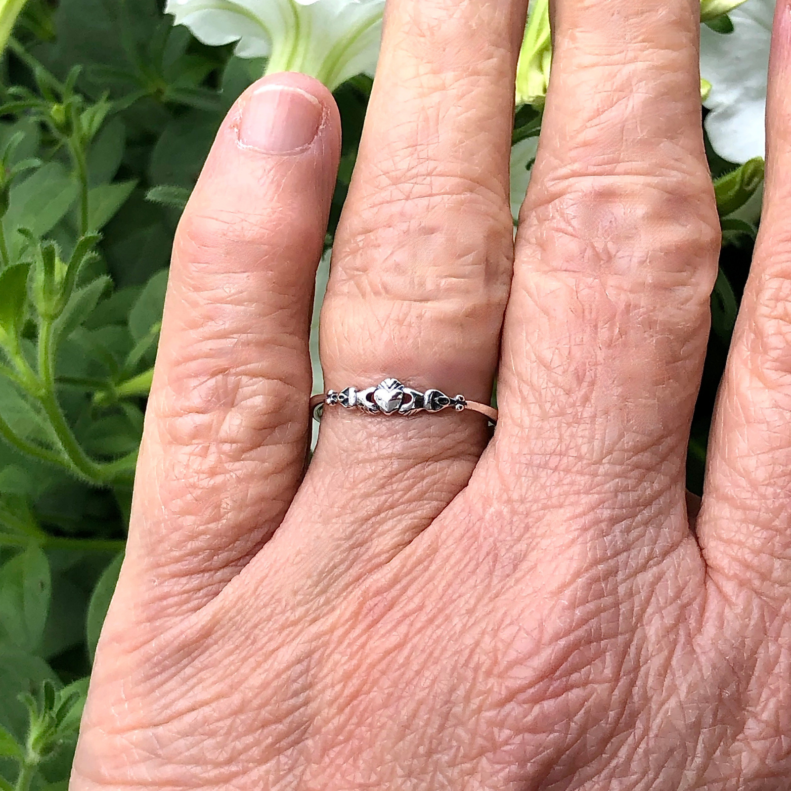 Tiny Claddagh Ring in Sterling Silver