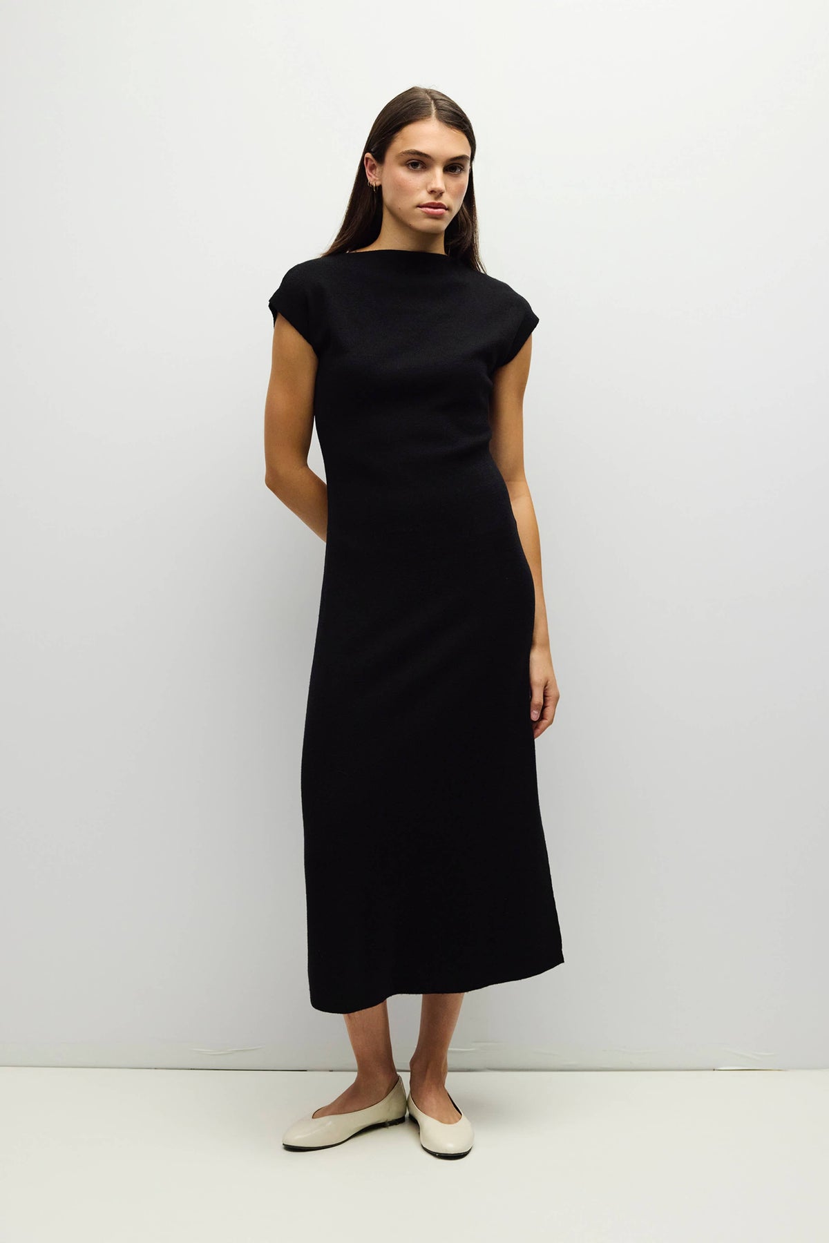 Knit Boat Neck Midi Dress