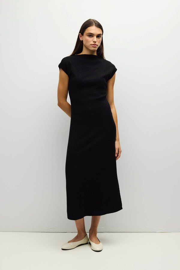 Knit Boat Neck Midi Dress