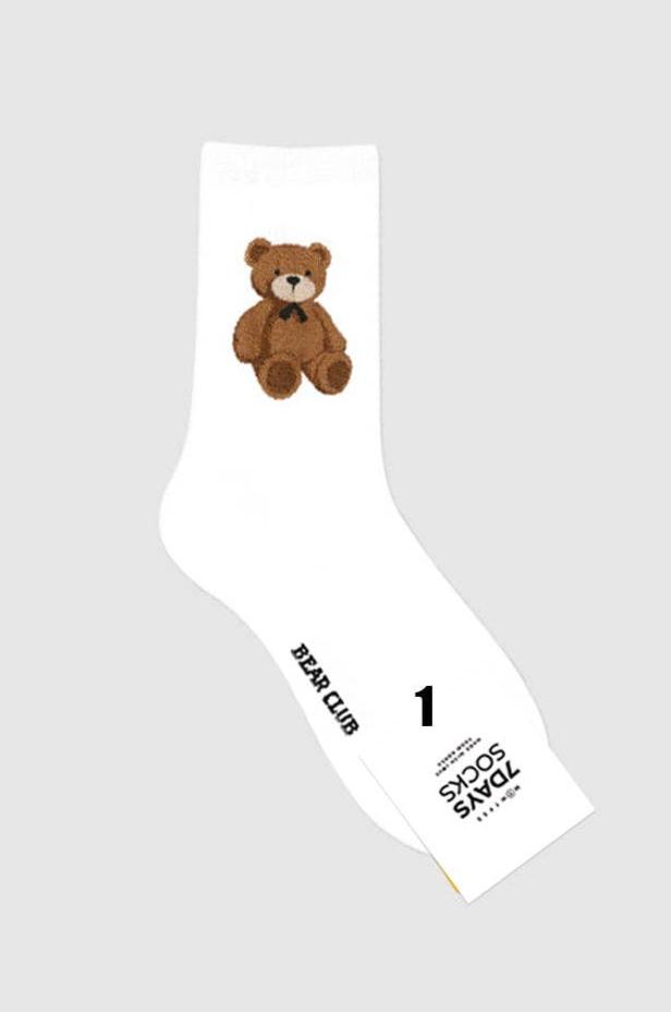 White Crew Teddy Bear Socks