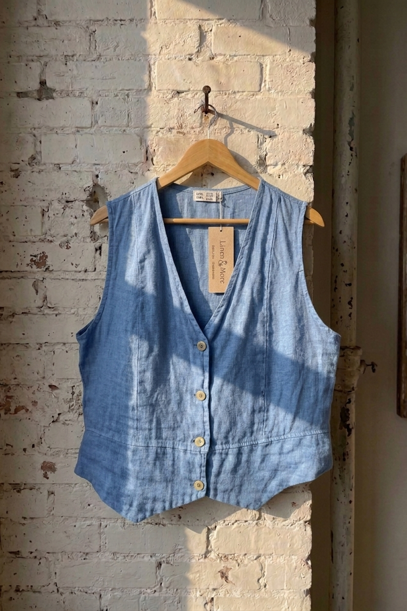 100% Linen Vest Top - One Size