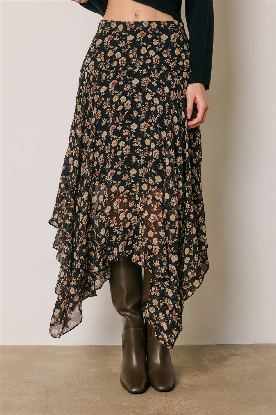 Floral Handkerchief Hem Skirt