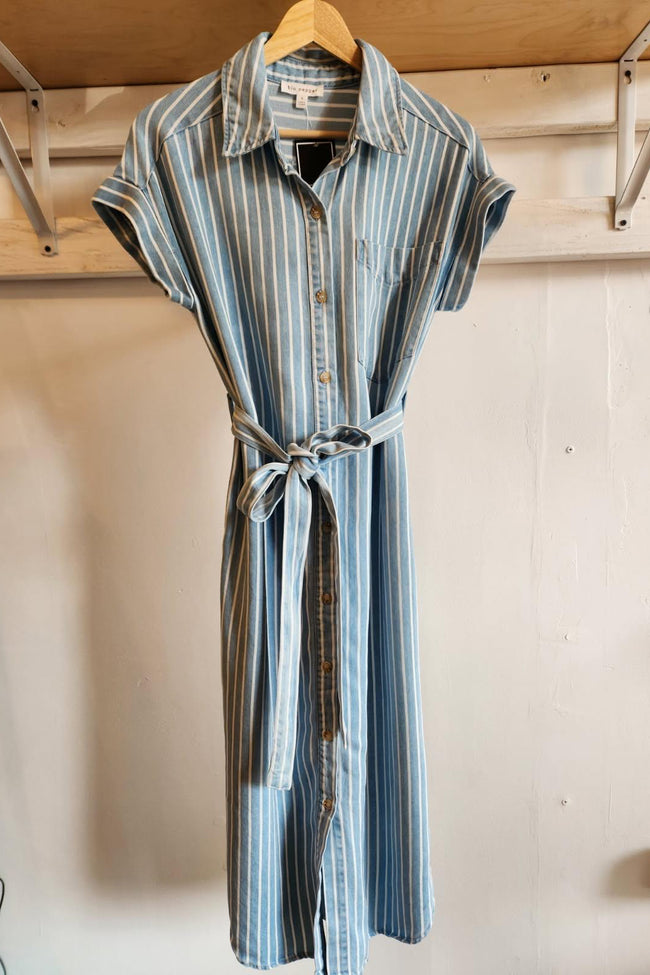 Striped Chambray Shirt Dress