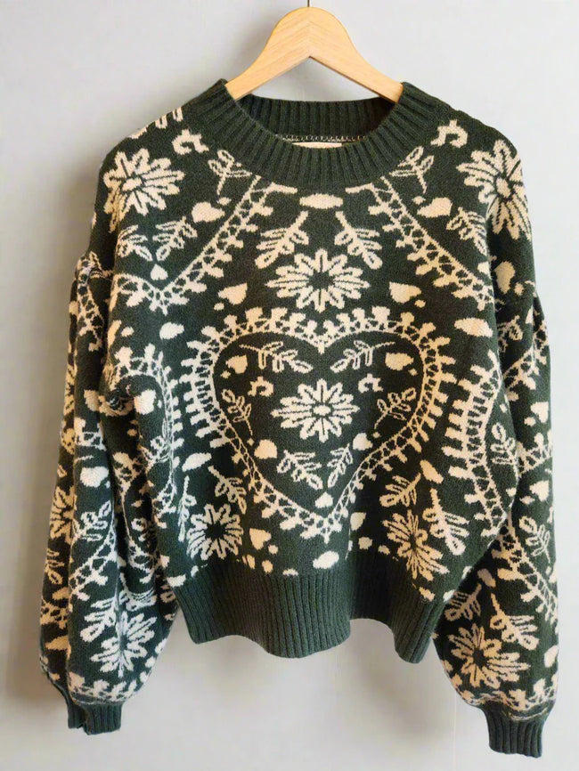 Jacquard Heart Sweater
