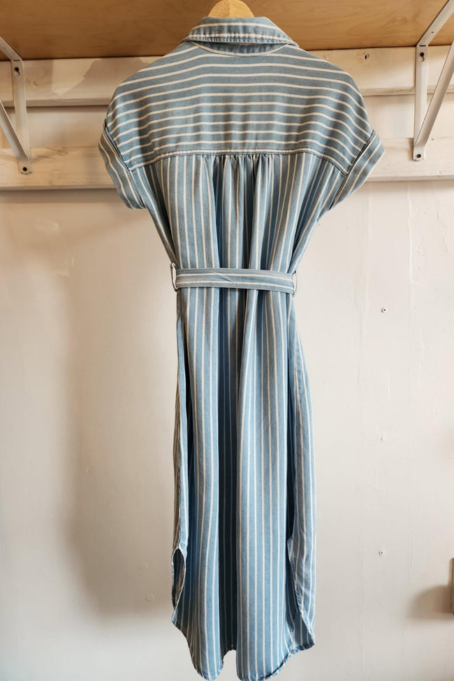 Striped Chambray Shirt Dress