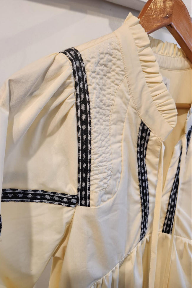 Embroidered Trim Cotton Blouse