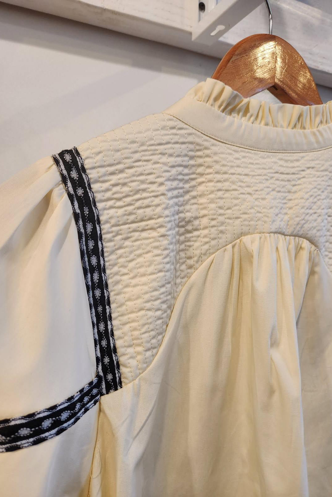 Embroidered Trim Cotton Blouse