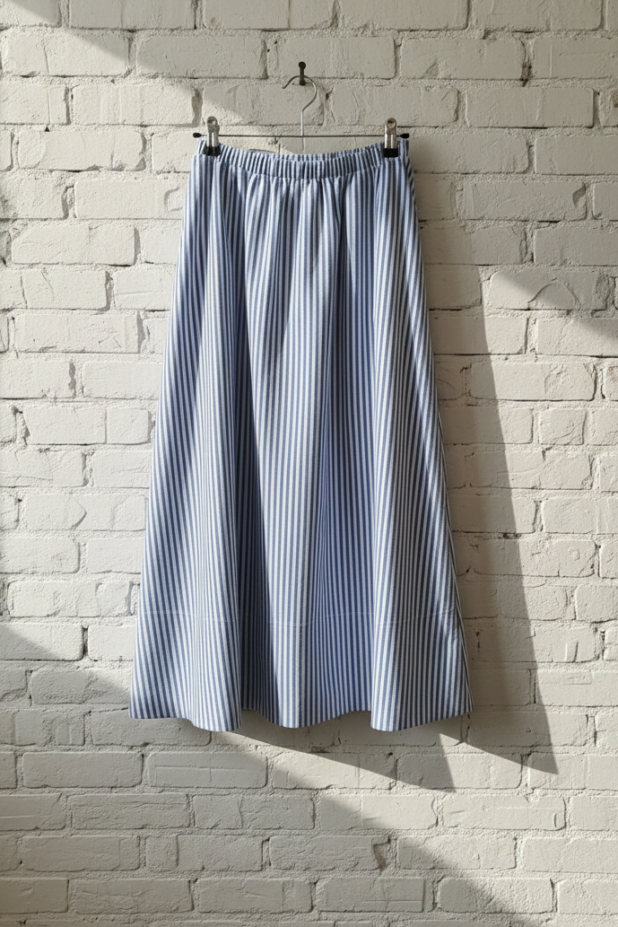 Striped Cotton Midi Skirt