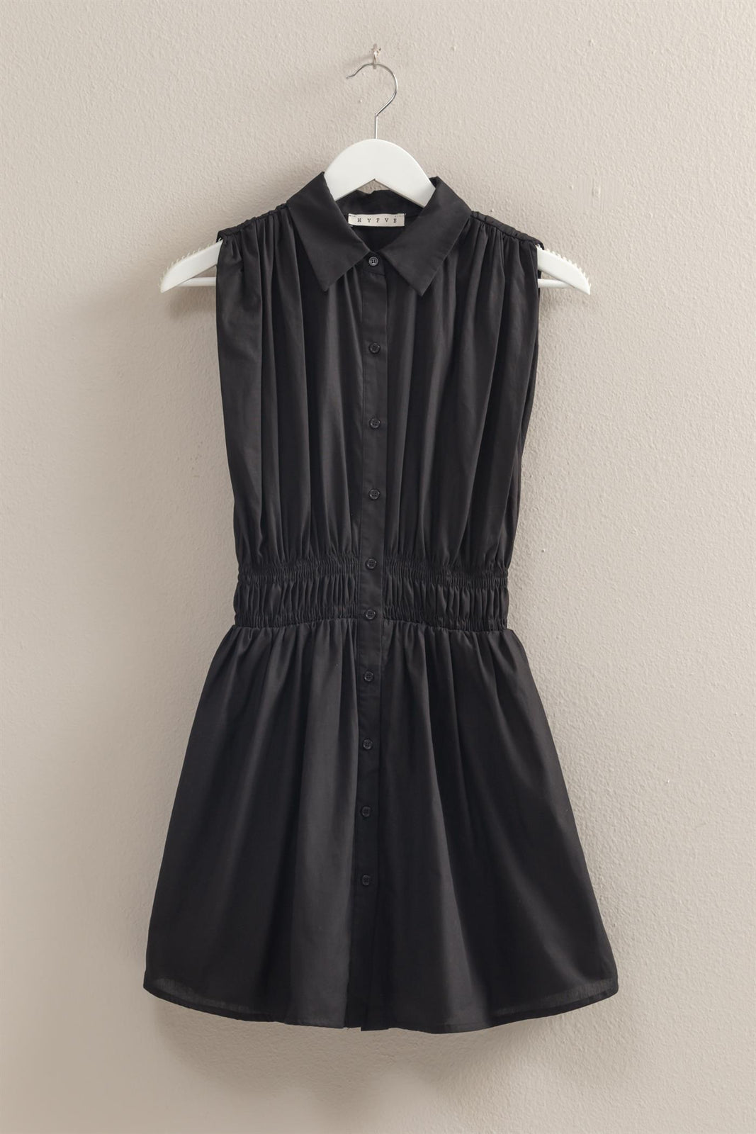 Sleeveless Poplin Mini Shirt Dress