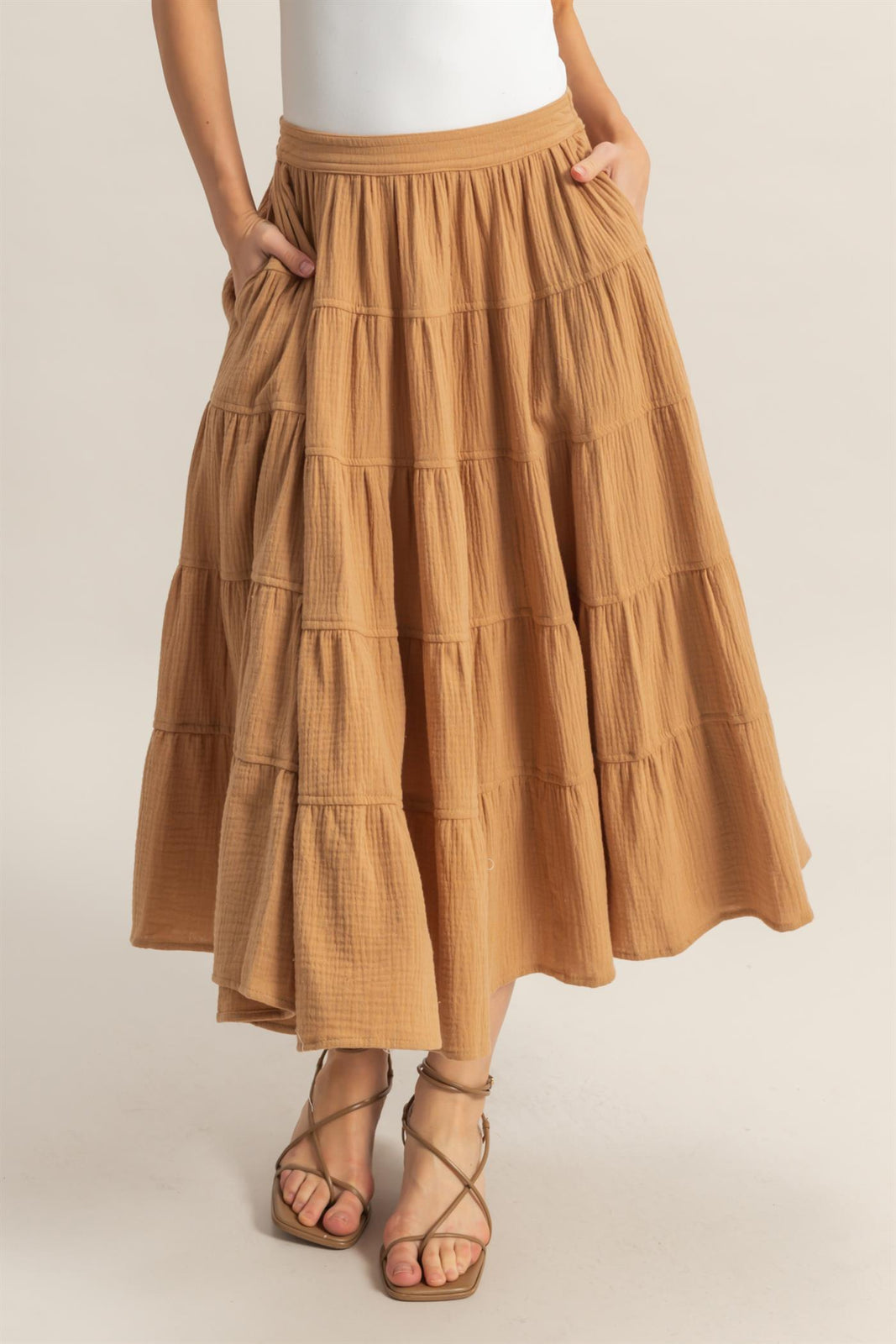 Cotton Gauze Boho Midi Skirt