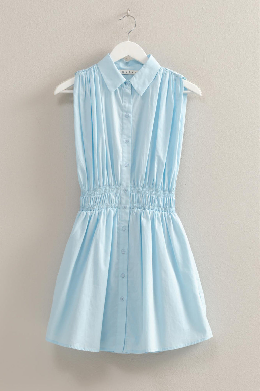 Sleeveless Poplin Mini Shirt Dress