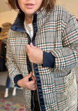 Reversible Plaid Quilted Coat