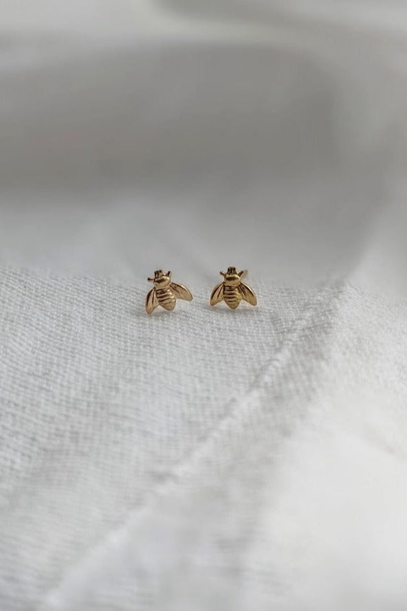 Gold Mini Bee Stud Earrings by Layer the Love