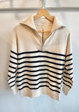 Final Sale - Quarter Zip Striped Sweater