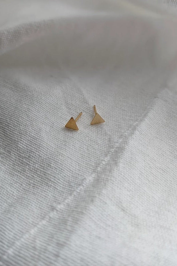Gold Triangle Stud Earrings by Layer the Love