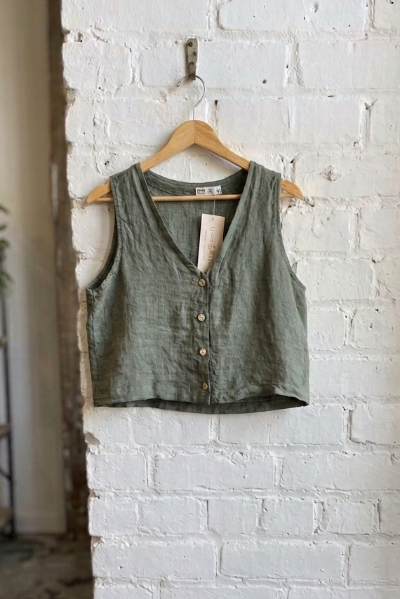 100% Linen Button Tank