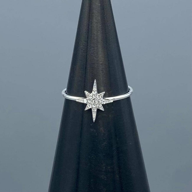 Pave Starburst Ring in Sterling Silver