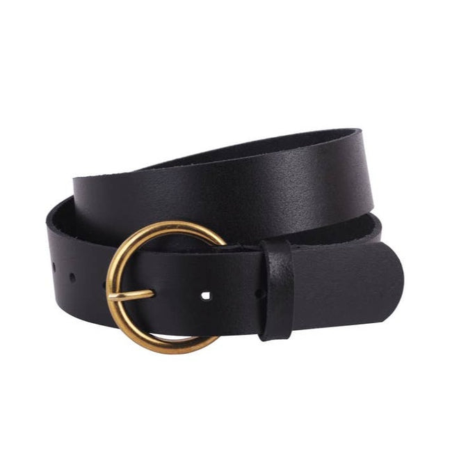 Classic Leather Round Buckle Belt