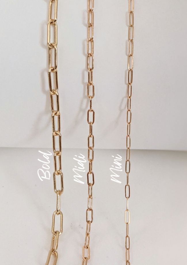 Gold Mini Paperclip Chain Necklace 16" by Layer the Love
