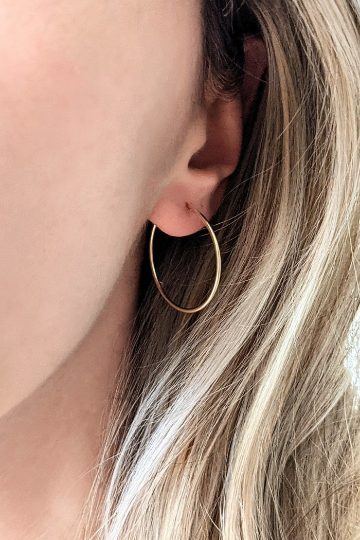 Gold Essential Hoop Earrings 30mm by Layer the Love