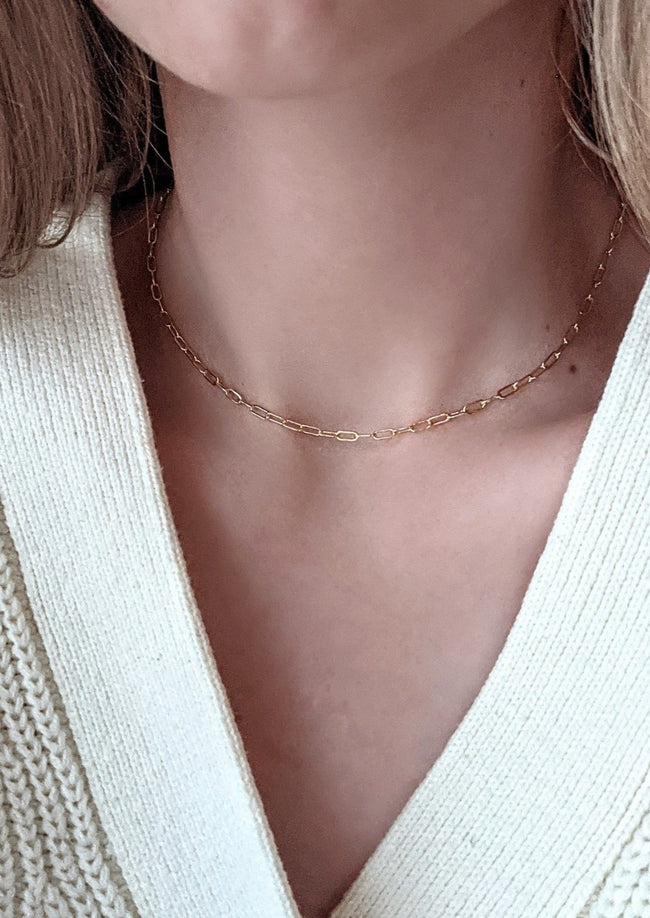 Gold Midi Paperclip Chain Necklace by Layer the Love