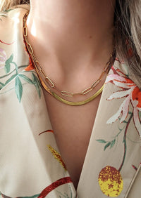 Gold Herringbone Necklace 18” by Layer the Love