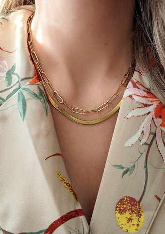 Gold Satellite Chain Choker Necklace by Layer the Love