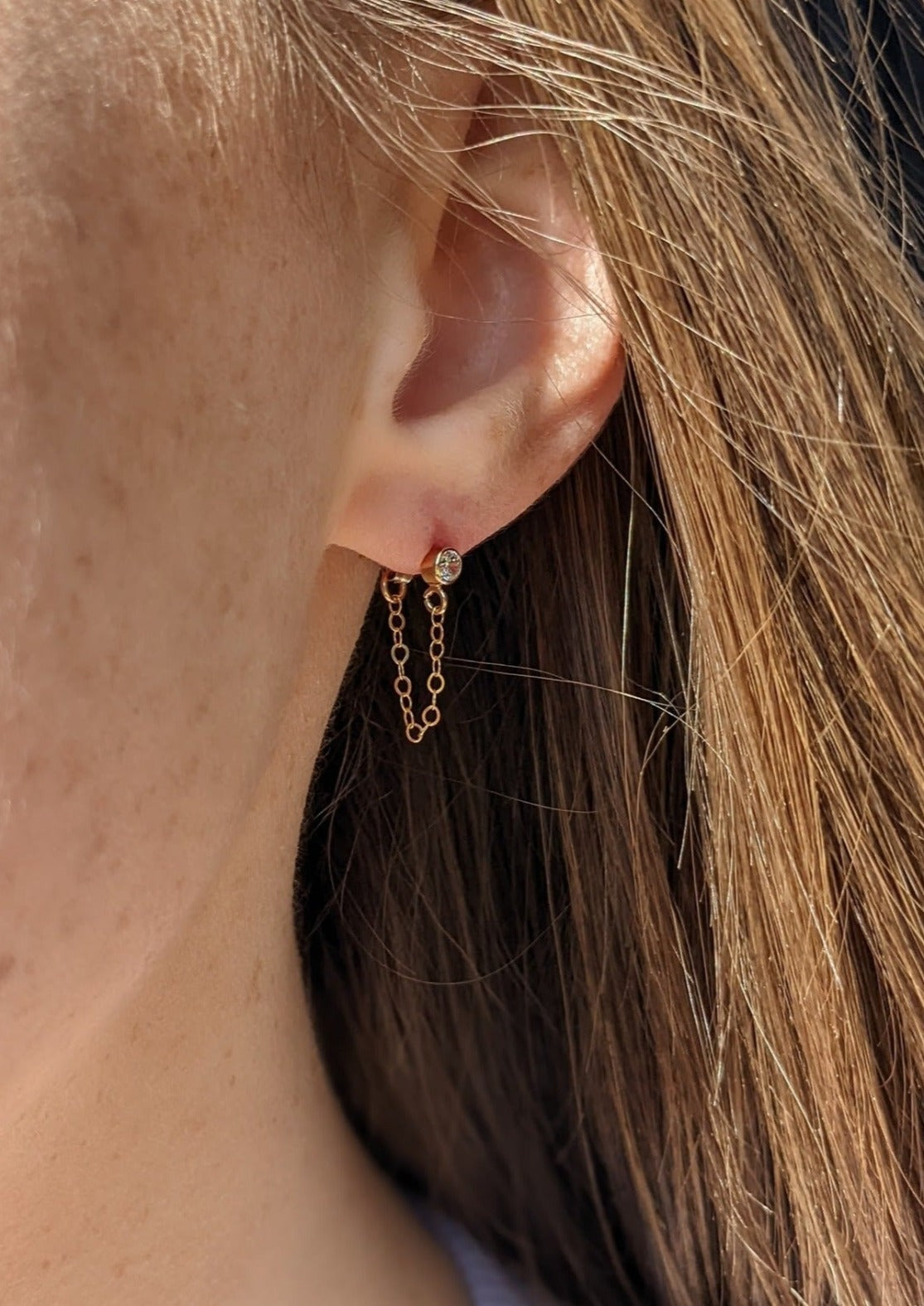 Elle Crystal Chain Studs by Layer the Love