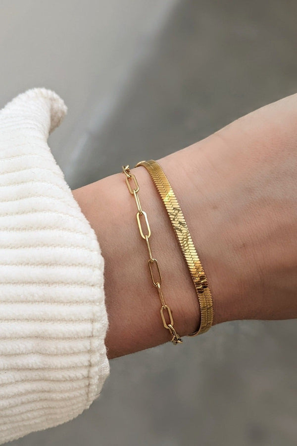 Gold Herringbone Bracelet by Layer the Love