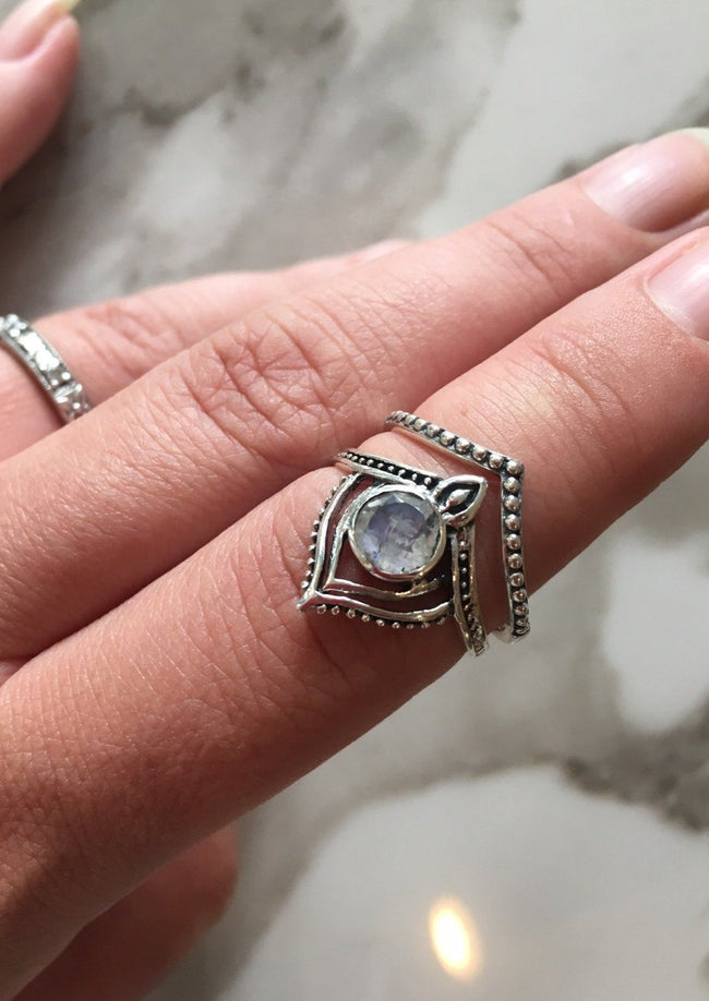 Moonstone Pinnacle Sterling Silver Ring