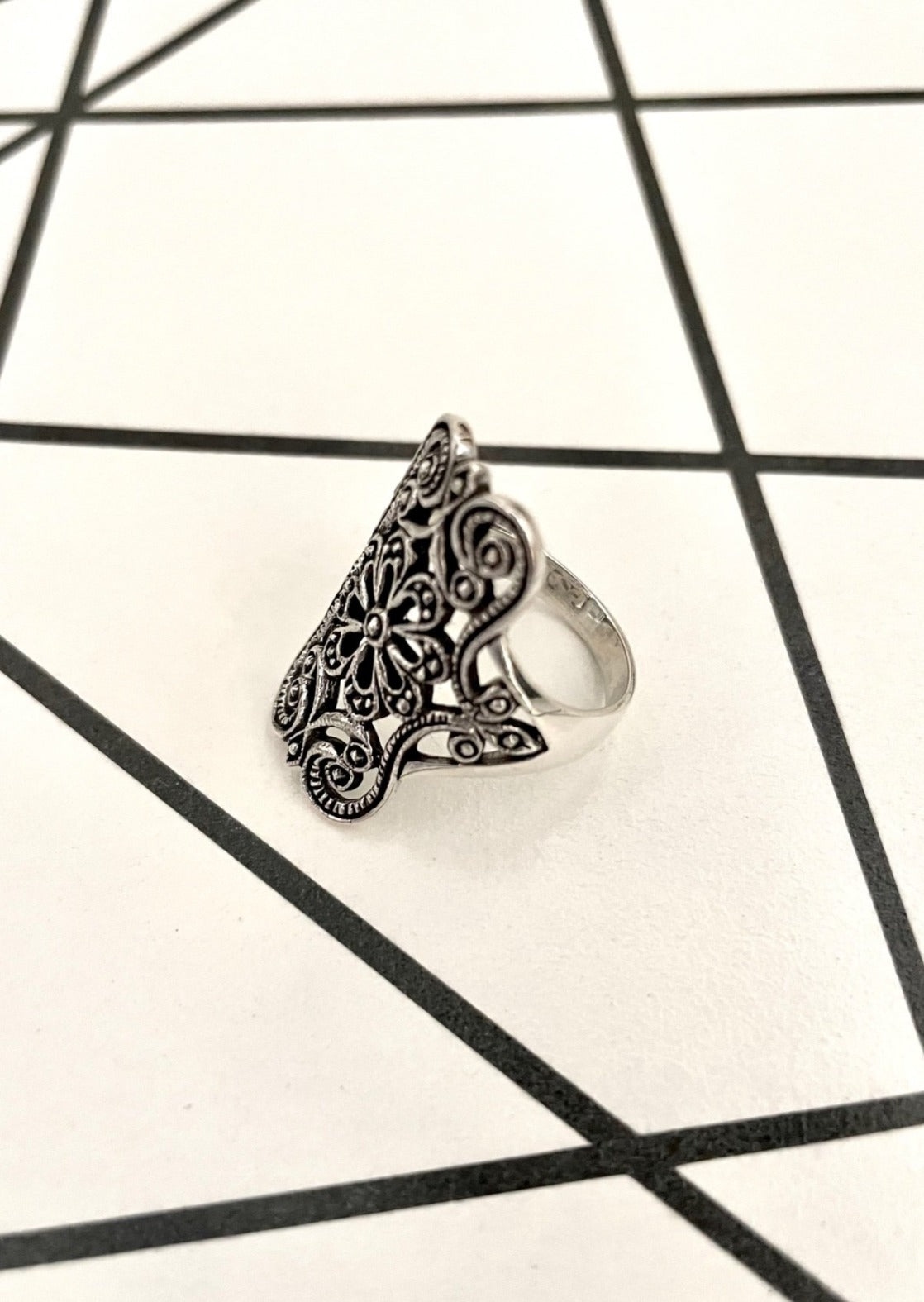 Statement Scroll Sterling Silver Ring
