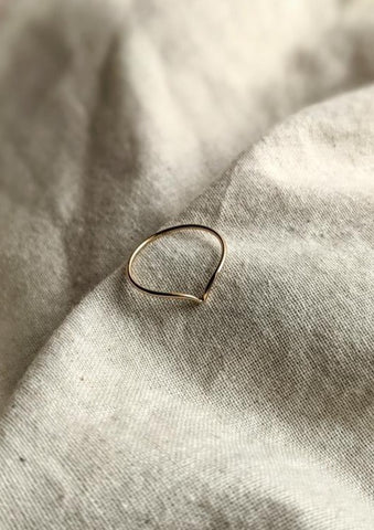 Gold Flat Beaded Ring by Layer the Love