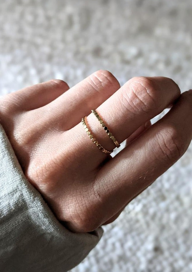 Gold Flat Beaded Ring by Layer the Love