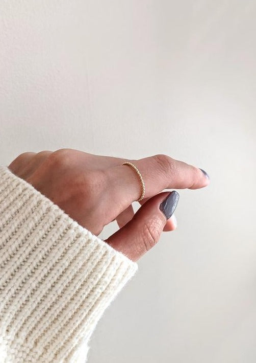 Dainty Gold Beaded Ring by Layer the Love