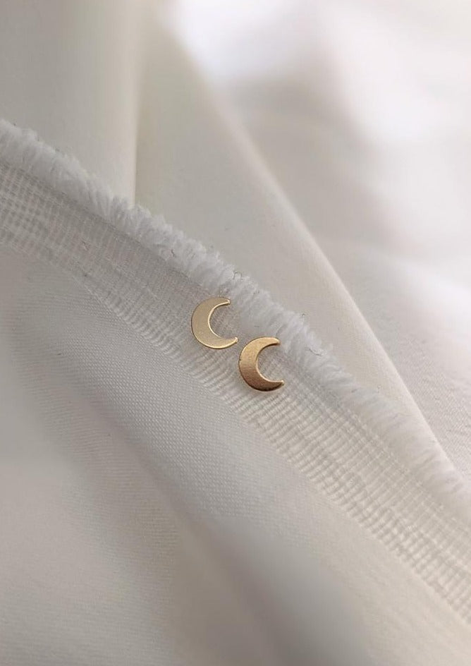 Crescent Moon Stud Earrings by Layer the Love