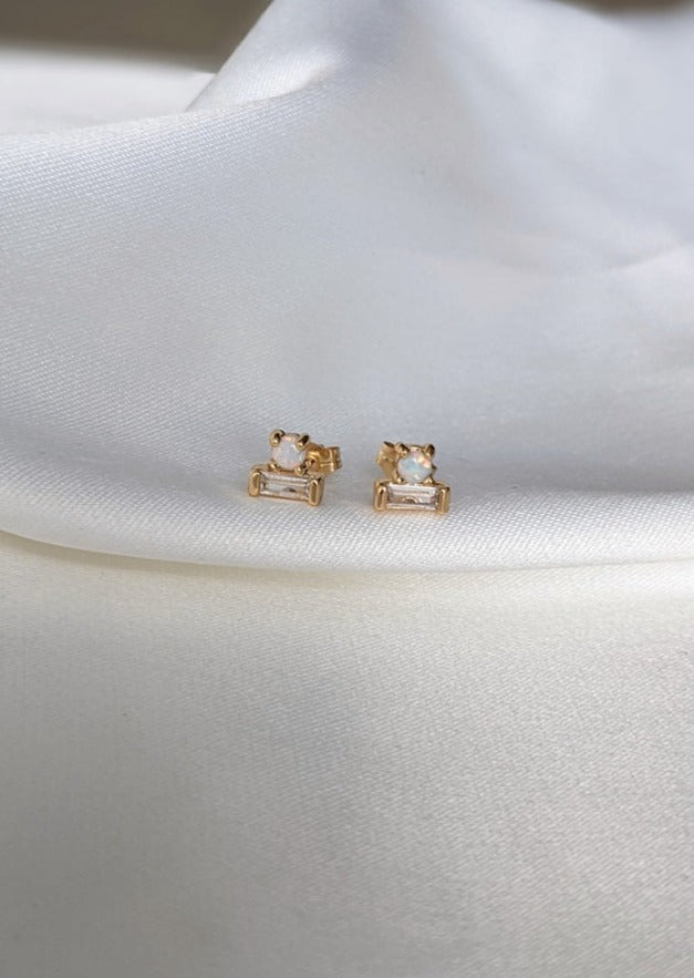 Opal Baguette Studs by Layer the Love